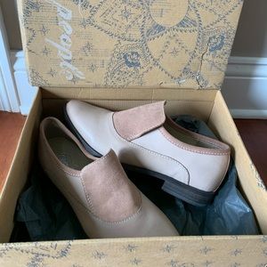 Free People blush pink leather and suede loafers